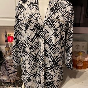 X womens Always Indigo casual stretch 3/4 sleeve plus size top 1X